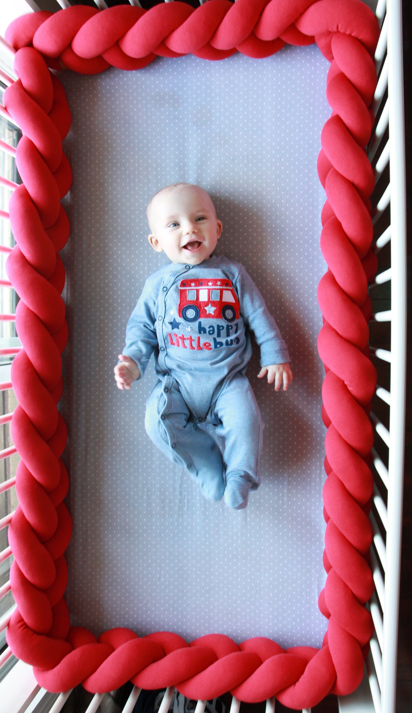 Red | Braided Crib Bumper / Bed Bolster - See more Braided Crib Bumpers & Cushions at JujuAndJake.com