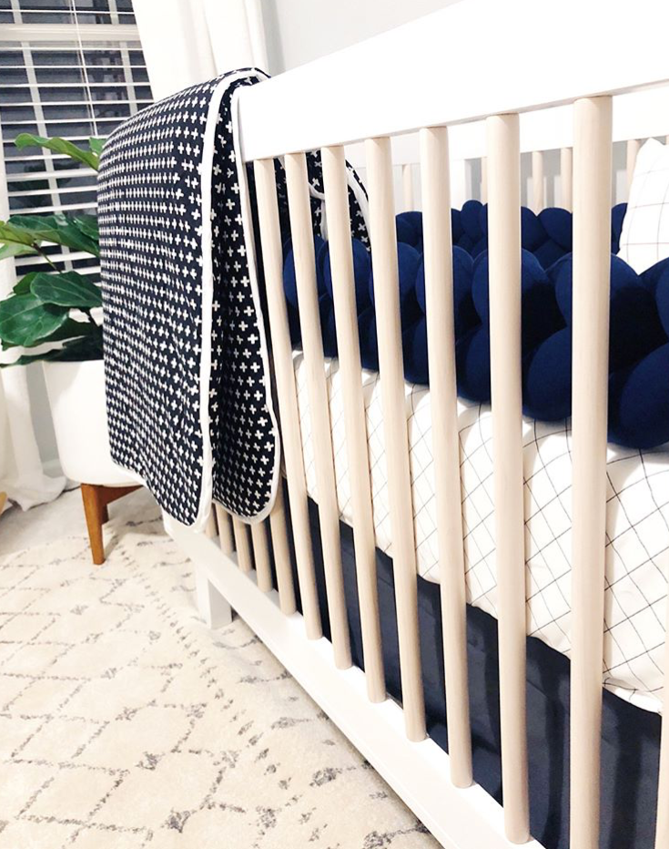 Navy | Braided Crib Bumper / Bed Bolster - See more Braided Crib Bumpers & Cushions at JujuAndJake.com